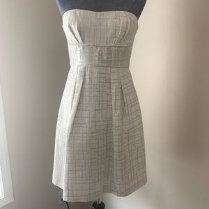 Beautiful strapless BCBG Dress Cream Silver Size M